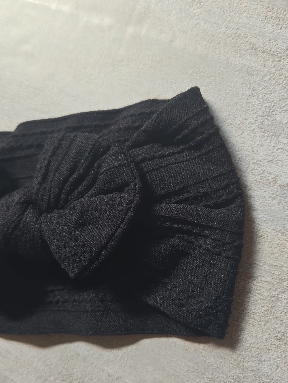 Baby Toddler Black Cable Knit Bow Headband Stretchy Wide Kids Top Knot Hair Band